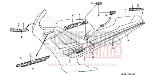STRIPE (3) CBR600FJ de 1988
